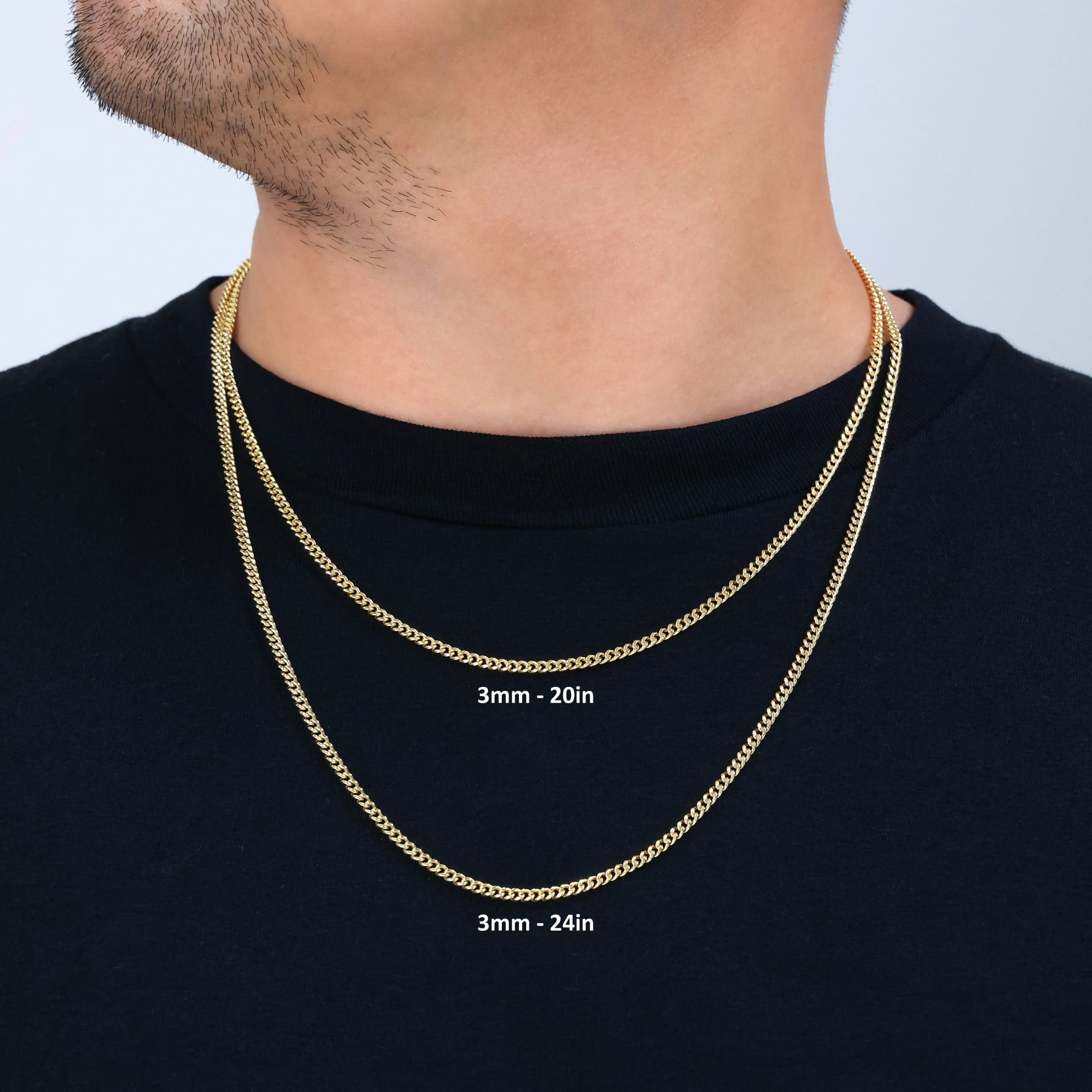 Nuragold 10k Real Yellow Gold Miami Cuban Link 3mm Chain Necklace (16"-30") Italian Jewelry for Men & Women