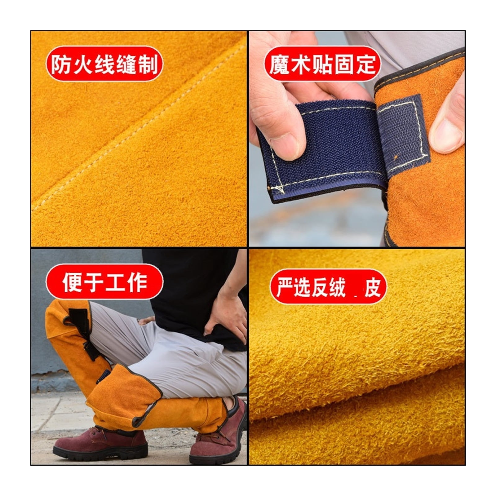Long Velcro Welding Cover Shank Knee Pads Anti Scalding Flame Retardant Welder Leather Protection Leg Guards