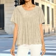 thumbnail image 3 of Kbndieu Womens Short Sleeve T-Shirt Sparkling Solid Color Tops Round Neck Basic Tees Going Out Tops for Women Trendy Loose Casual, 3 of 8