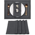 thumbnail image 1 of SHIQI-Linen Ensemble de Sets de Table 4- 100 % Lin Pur Gris Anthracite 14 x 19 Pouces - Ourlet Classique, Lavable, 1 of 4