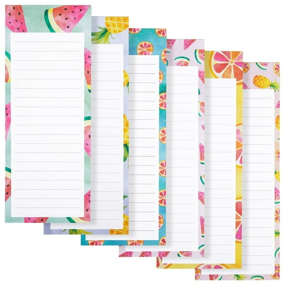 Juvale 6-Pack Magnetic Grocery List Pad for Fridge- Cute Shopping List Paper Note Pads for Refrigerator, To-Do Memos (6 Fruit Designs, 60 Sheets Each)