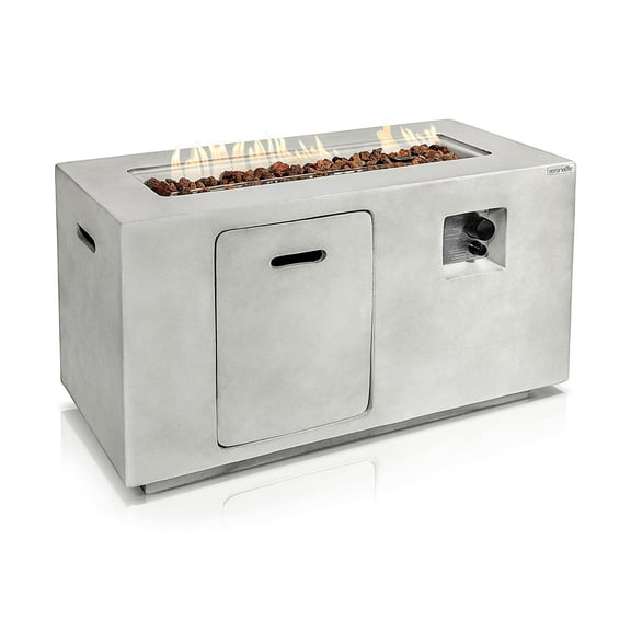 SereneLife Concrete Outdoor 50,000 BTU Propane Gas Patio Fire Pit Table