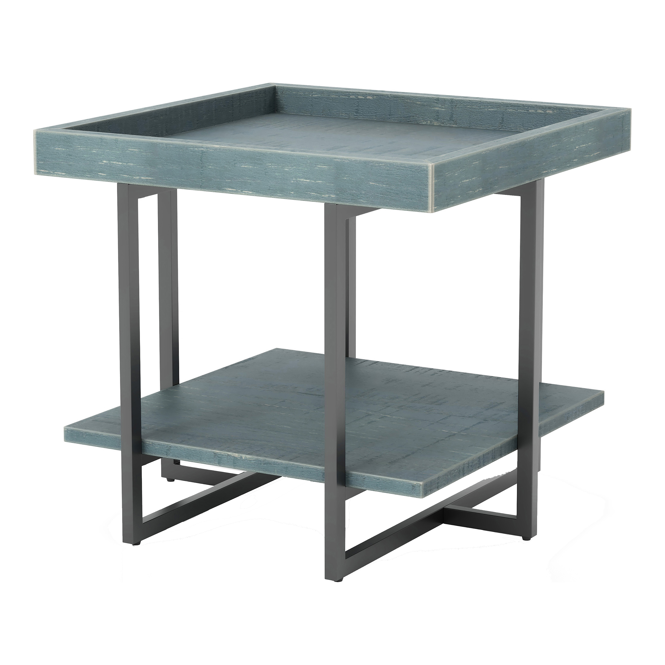 Furniture of America Uurt 1-Shelf End Table, Antique Blue