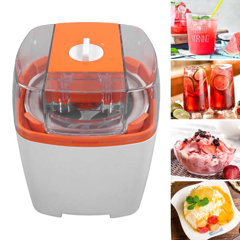 1500ml Automatic Ice Cream Maker Dessert Making Machine with Transparent Upper Cover Home Fruit