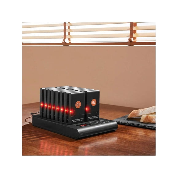 Restaurant Pager System, Wireless 500m Long Range Lineup Waiting Queue Signal, Guest Customer Calling Beepers With Vibration & Flashing, 16 Buzzers For Food Truck, Church, Nursery, Hospital