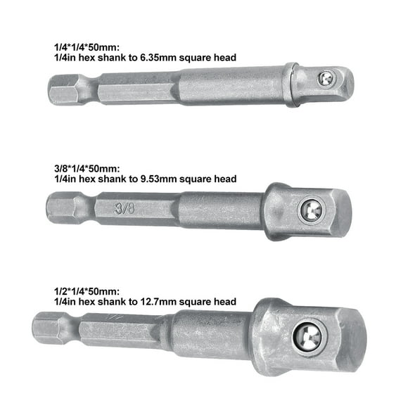 Power Extension Bar,3pcs/Set Socket Adapter 1/4in Socket Driver Adapter Socket Bit Adapter Ultra Responsive