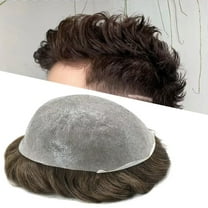 LYRICALHAIR Ultra Thin Skin Toupee for Men Human Hair Replacement System All V-Looped PU Hairpiece Natural Hairline Black Brown Blonde Gray Hair Wigs Male Hair Prosthesis