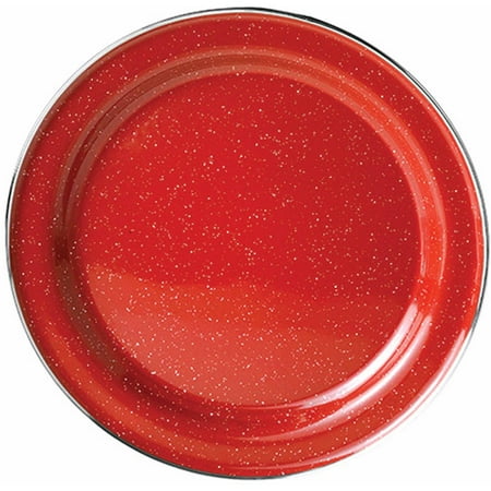 Red Enamelware - GSI Outdoors Stainless Steel Rim Enamelware Plate, Red