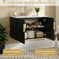 thumbnail image 5 of Euroco 30-Inch Wall-Mounted Bathroom Vanity with Glossy Ceramic Sink, Dual Soft-Close Doors, and Adjustable Shelf,, 5 of 9