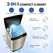 GGTB Portable Washing Machine for Apartments, 20 lbs Full Automatic Clothes Washer Machine,1.9 Cu.ft Top Load Washer with 10 Wash Programs/8 Water Levels, Coffee Gold