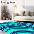 thumbnail image 2 of ODIKA 8'x10' Machine Washable Non-Slip Area Rug, Abstract Wave Flow Design with Contemporary Ripple Motifs High Traffic Rug with Pad, Blue, 532564, 2 of 8