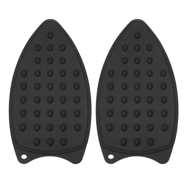 Uxcell Almohadilla de Descanso para Plancha de Silicona, 2 Pcs Almohadilla Protectora Resistente al Calor para Plancha de Vapor, Mat Compacto Resistente al Calor, Negro