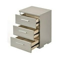 thumbnail image 3 of Benzara BM194362 Wooden Nightstand with Three Spacious Drawers & Metal Handles, White & Silver - 25.47 x 15.35 x 17.72 in., 3 of 5