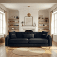 thumbnail image 3 of (Sofa)87.4 Inches 3 Seater Sofa for Living Room, Upholstered Couch with High Resilience Foam, Pocket Spring Seat, Decorative Pillows, and Sturdy Metal Legs (Black), 3 of 11