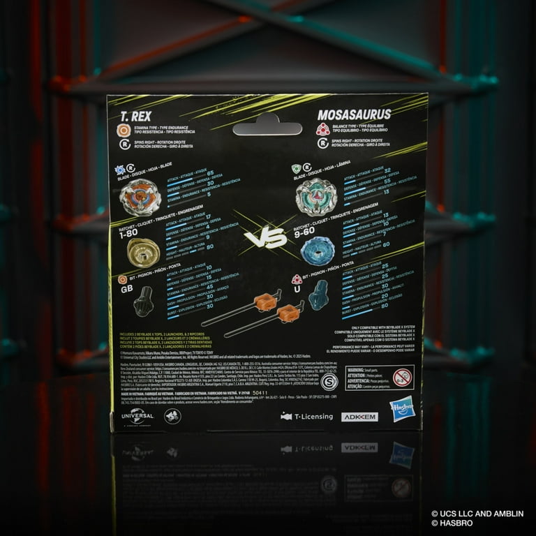 Beyblade X Jurassic World Collab T. Rex vs. Mosasaurus Multipack