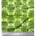 thumbnail image 1 of Soimoi Japan Crepe Satin Fabric Damask Ethnic Printed Fabric 1 Yard 42 Inch Wide, 1 of 3