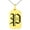 Gold, variant on Stainless Steel Letter P Initial Old English Monogram Engraved Small Rectangle Dog Tag Charm Pendant Necklace