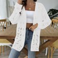thumbnail image 2 of Womens Cardigan Sweaters Classic Solid Hollow Out Knit Cardigans Open Front Lightweight Jacket Coat, 2 of 6