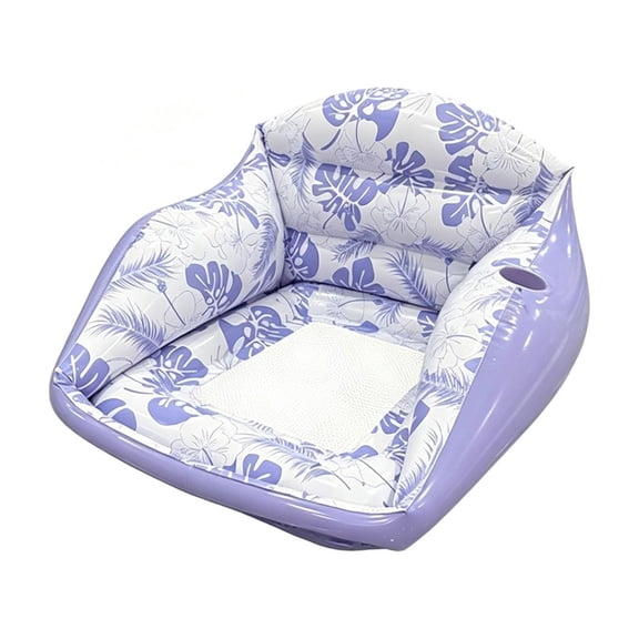 Inflatable Pool Float Chair, 3-In-1 Mesh Seat Lounge with Cup Holder, Heavy-Duty Water Float for Adults - 40"x32"(Purple)
