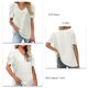 thumbnail image 4 of Camiseta de manga abombada con cuello en V de verano para mujer, blusa holgada informal de punto suizo de manga corta para citas, 4 of 5
