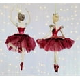 thumbnail image 4 of Set of 2 Regal Red BALLERINA Christmas Ornaments, by Kurt Adler, 4 of 4