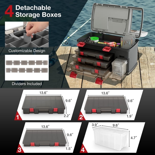 5 compartment tackle box walmart Gymax 5 Layers Fishing Tackle Box w/ Dividers & Top Storage 3 Removable  Utility Boxes