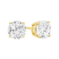 Paris Jewelry 14K Yellow Gold 0.5 Ct Created White Diamond Round Stud Earrings Gift for Women and Men plated