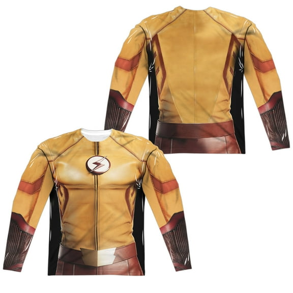 Flash - Kid Flash Uniform (Front/Back Print) - Regular Fit Long Sleeve Shirt - Large