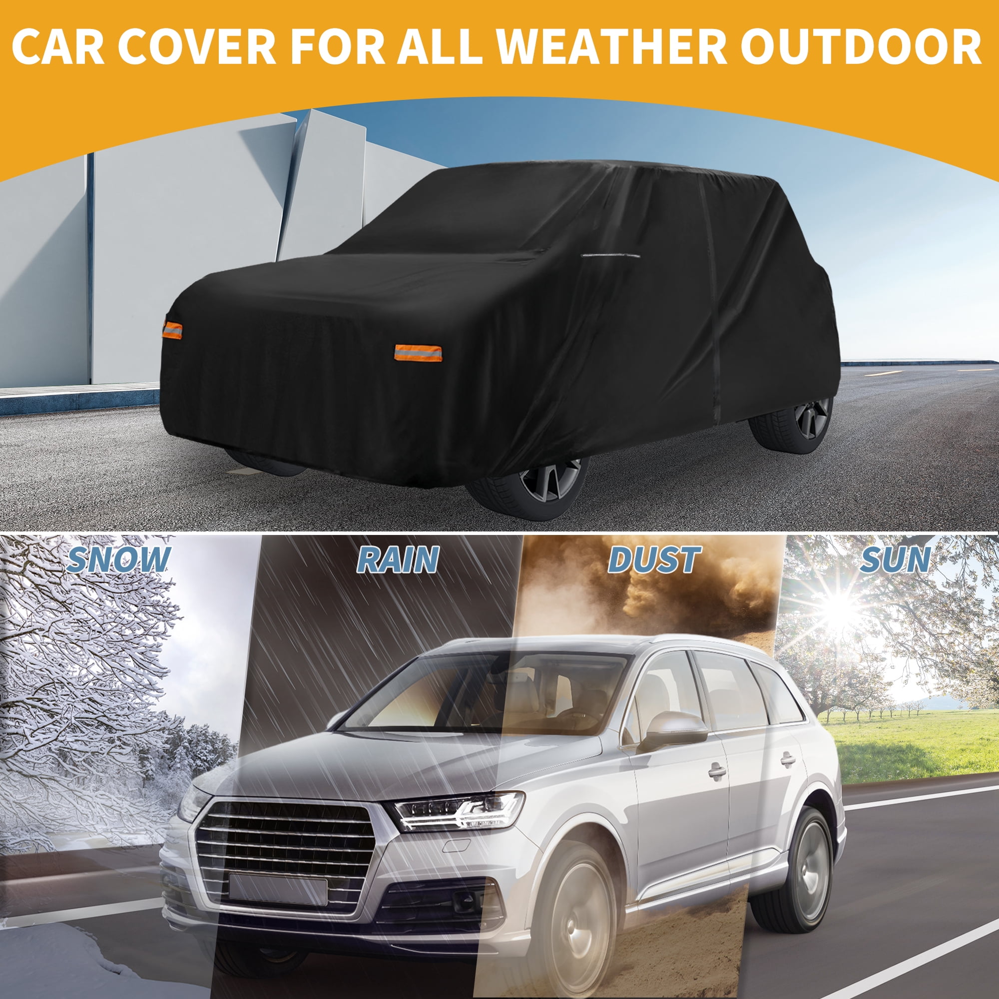 Unique Bargains Car Cover with Reflective Strips 155.51"x68.9"x53.15"