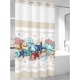 thumbnail image 4 of Blue Starfish Beach No Hook Shower Curtain Waterproof,Bathroom Curtains with Snap in Liners and See Through Top Window,Summer Coral Conch Coastal Retro Beige Hotel Bathtub Curtains Shower 54"Wx78"L, 4 of 8