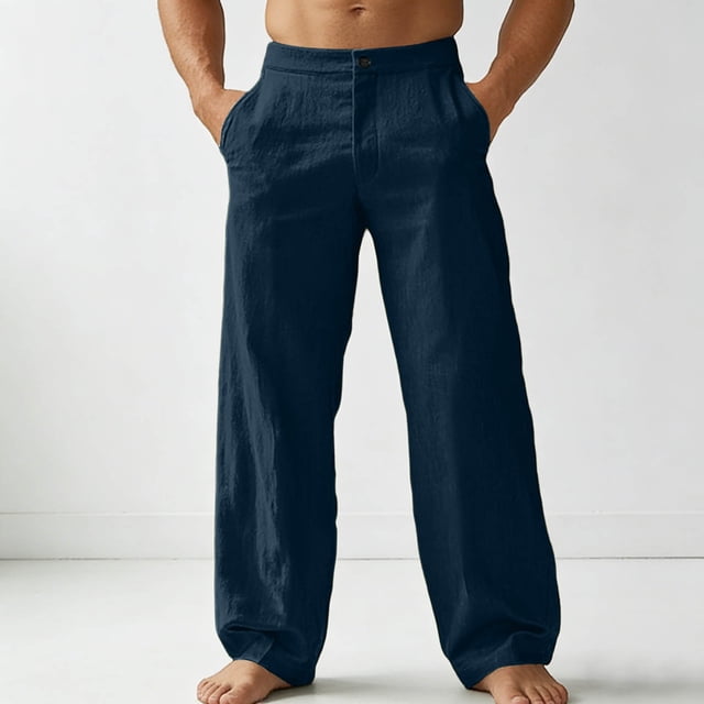 Casual Linen Trousers For Everyday Comfort And Stylish With Button Detail In A Revamped Classic Style For Men