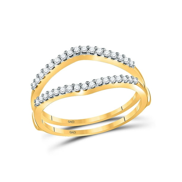 14kt Yellow Gold Womens Round Diamond Ring Guard Wrap Enhancer Wedding