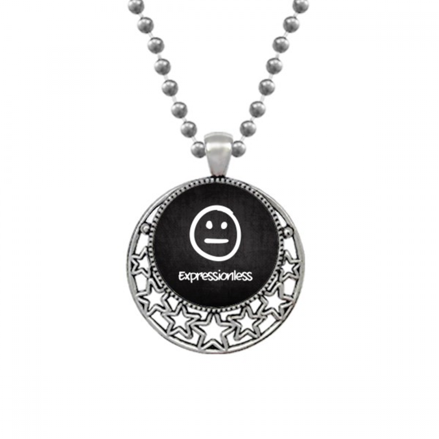 White Expressionless Cute Chat Face Necklaces Pendant Retro Moon Stars Jewelry