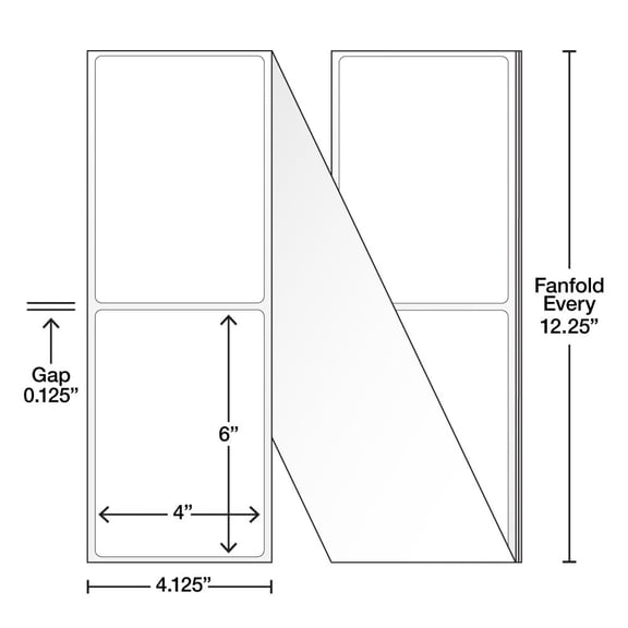 4" x 6" Fanfold Labels, Direct Thermal, White Matte - Online Labels (1 Stack)