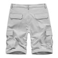 thumbnail image 4 of SDNall Men Casual Solid Zipper Button Pockets Elastic Waist Cropped Cargo Shorts, 4 of 9
