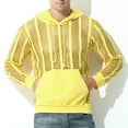 thumbnail image 2 of VSSSJ Men's Mesh See Through Hoodie Loose Casual Drawstring Hooded Long Sleeve Pullover Sweatshirt Tops with Kangaroo Pocket Yellow L, 2 of 5