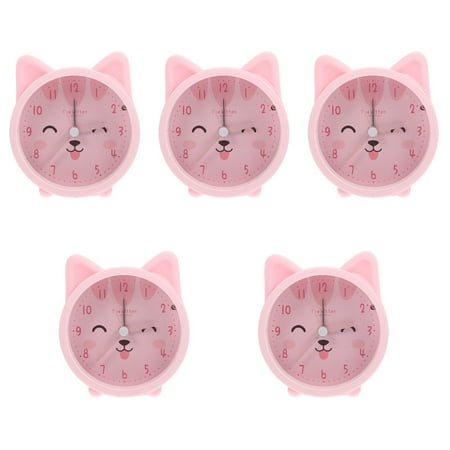 5pcs Cute Animal Cat Alarm Clock Silent Non Ticking Silicone Clock Night Light Travel Clock