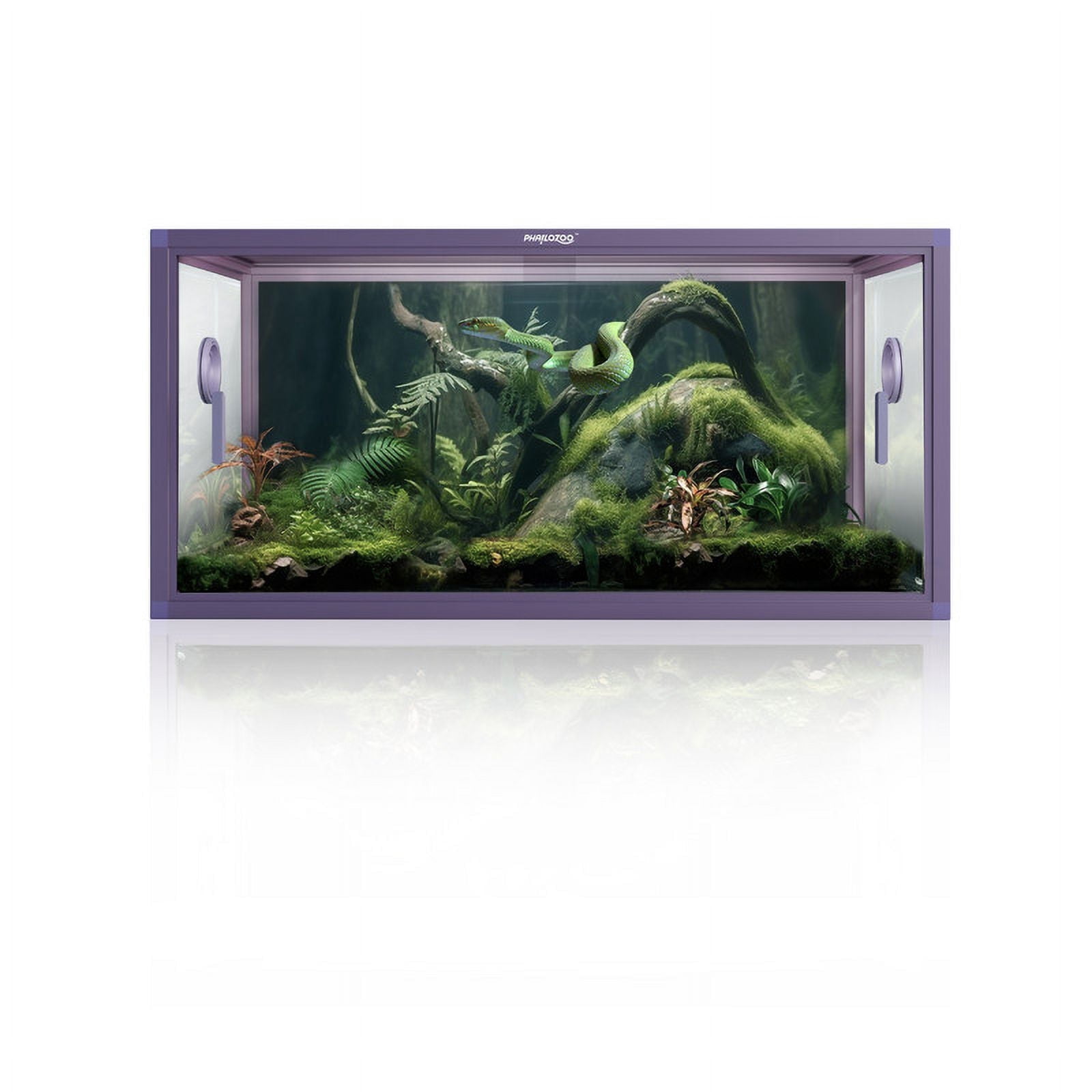 Phailozoo 50 Gallon Small Reptile Tank, 36x18x18 Terrarium Enclosure for Geckos and Snakes, Purple