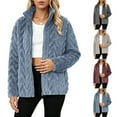 thumbnail image 2 of larppty Winter Fleece Jacket for Women 2025 Zipper Stand Collar Casual Coats with Pockets (Blue, M), 2 of 9