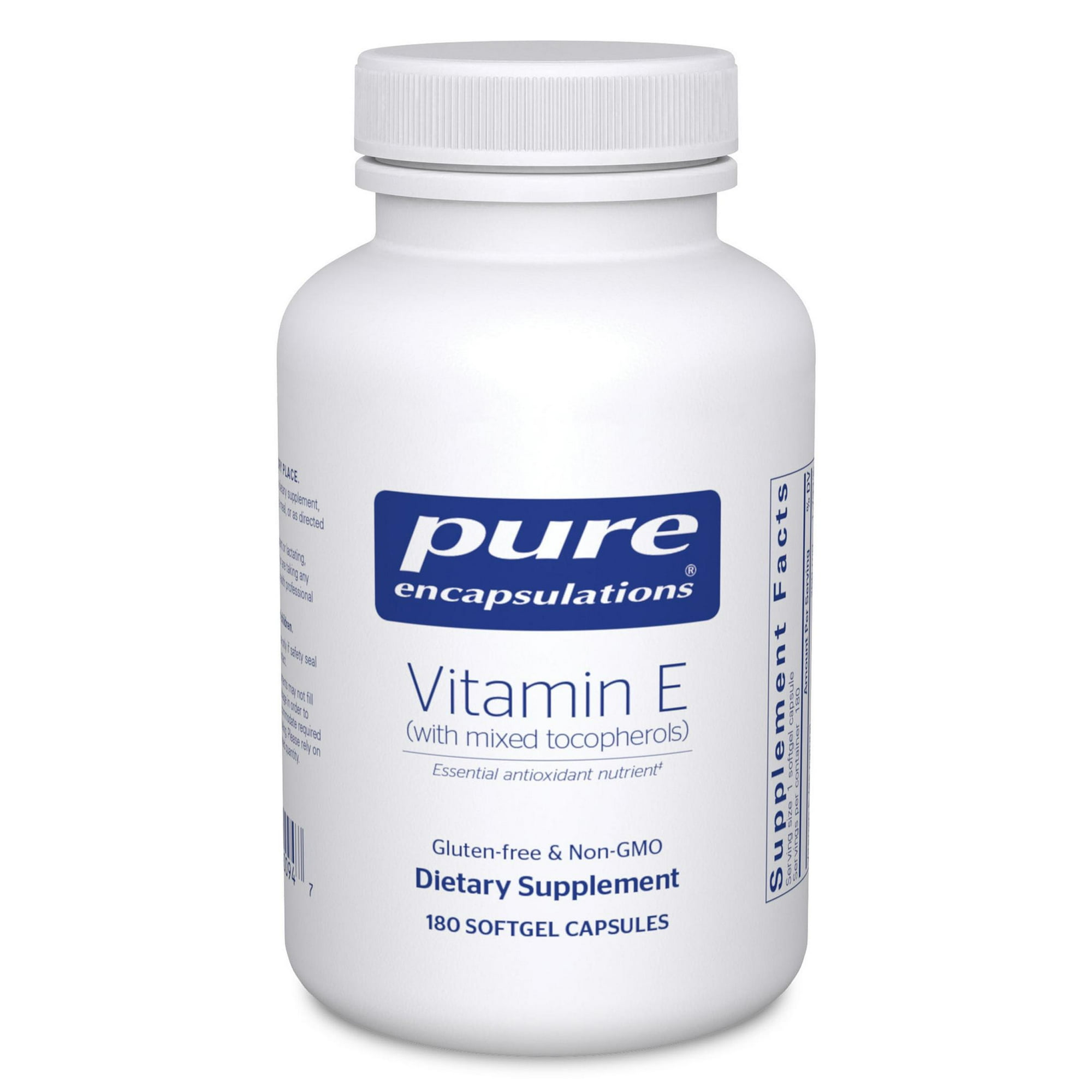 Pure Encapsulations Vitamin E (With Mixed Tocopherols) - Antioxidant Protection & Cellular Function* - Contains Mixed Tocopherols - Non-GMO - 180 Softgel Capsules
