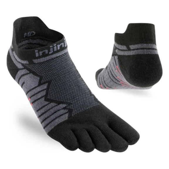 Injinji Unisex Ultra Run No-Show Comfortable Toe Socks, Onyx, Small