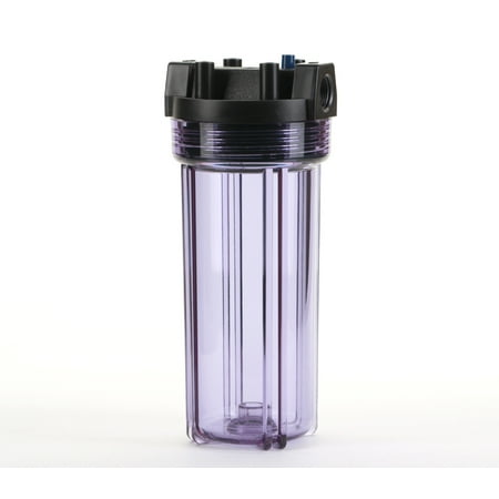 

Hydronix HF5-10CLBK34PR Water Filter Housing 10 RO Whole House Hydroponics - 3/4 Ports Clear Body w/PR
