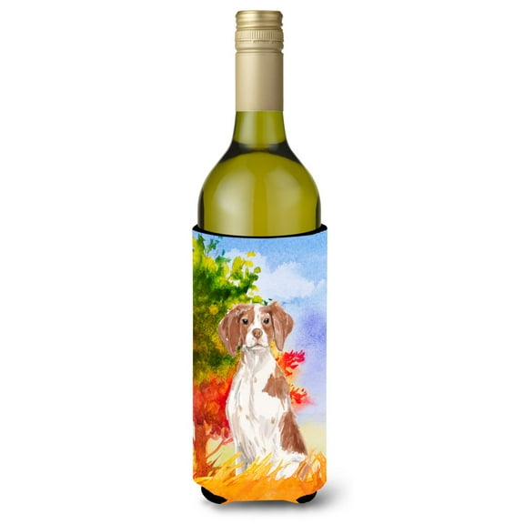 Carolines Treasures CK1954LITERK Fall Brittany Spaniel Wine Bottle Beverage Insulator Hugger  Wine Bottle multicolor