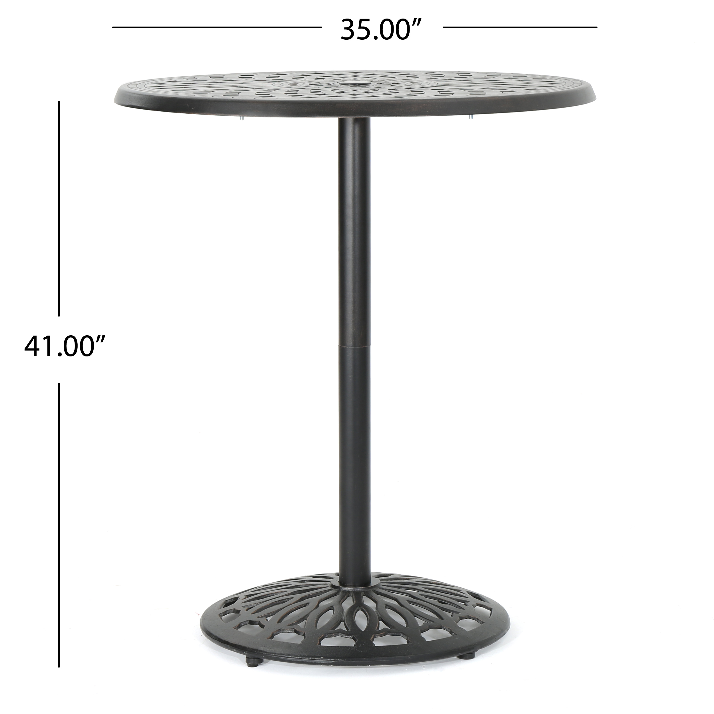 Cobb Outdoor Cast Aluminum Bar Table, Shiny Copper Finish