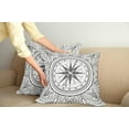 thumbnail image 3 of Ambesonne Compass Throw Pillow Cover 2 Pack, Windrose Line Art Style, 18", Black White, 3 of 6