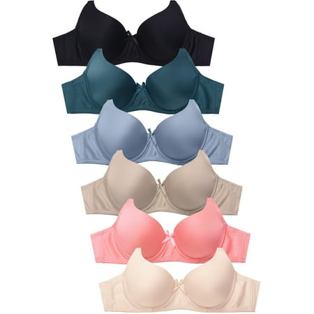 

247 Frenzy Women s Essentials Sofra Mamia Mopas PACK OF 6 Solid T Shirt Underwire Bra