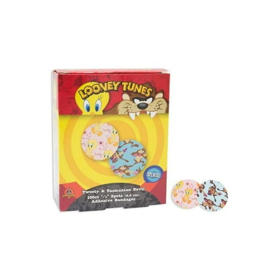American White Cross 1079797 0.87 in. Spot Tweety, Tazmanian Devil Looney Tunes Adhesive Bandages