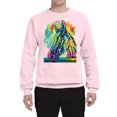 thumbnail image 2 of Wild Bobby, Colorful Horse Head Animal Lover Unisex Crewneck Graphic Sweatshirt, Light Pink, Small, 2 of 3