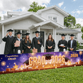thumbnail image 6 of Gold Lettering Graduation Banner Sparkling Fireworks Class of 2026 Banner Graduation Cap Design Diploma Elements Grad Backdrop for Graduation Ceremony Class of 2026 Party Graduation Celebration, 6 of 9