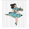 thumbnail image 3 of Ambesonne Pin up Girl Shower Curtain, Pony Tail Waitress, 69"Wx84"L, Seafoam and Pale Peach, 3 of 3